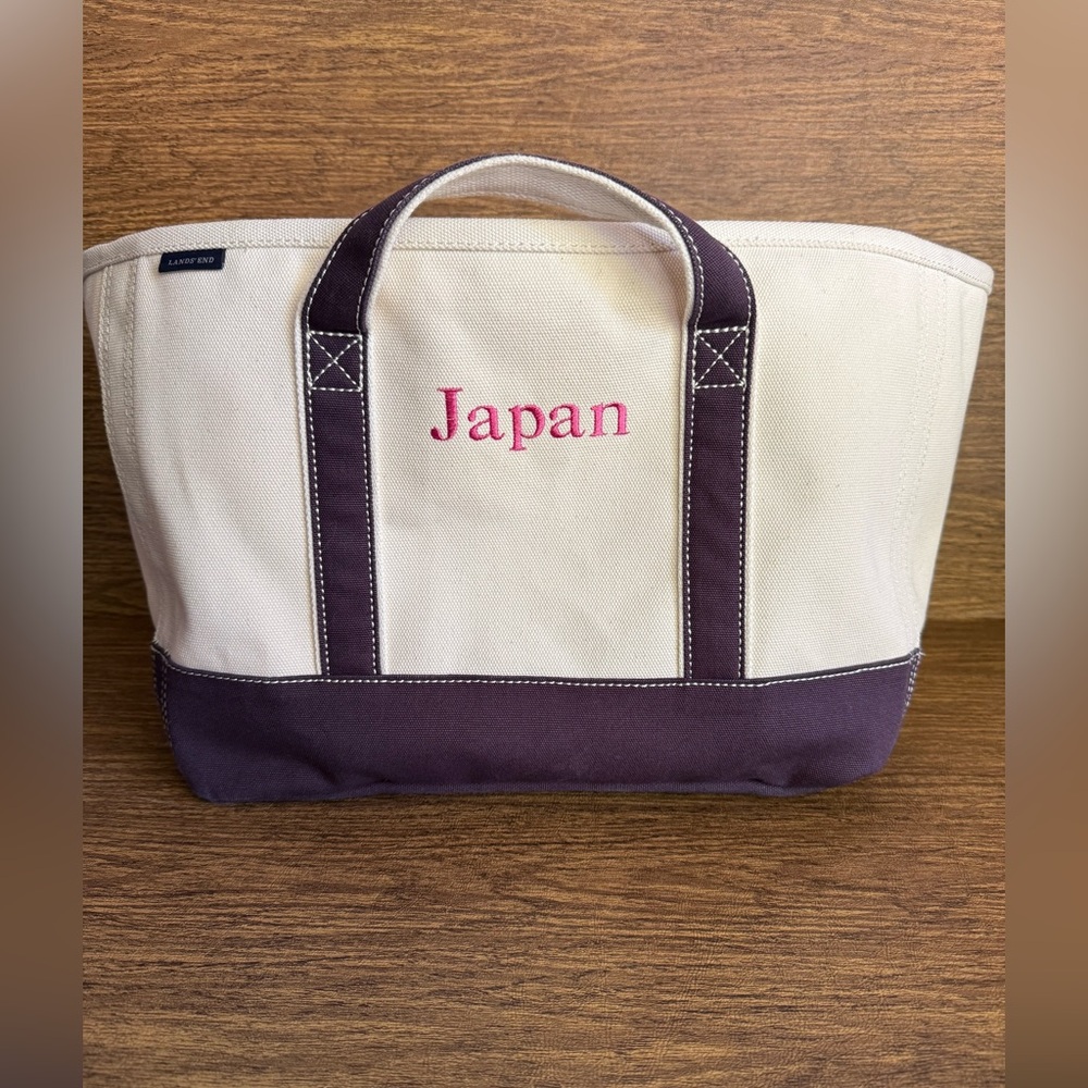 2013 Lands’ End Boat Tote Canvas Bag Medium Japan Embroidery Organizer Carryall